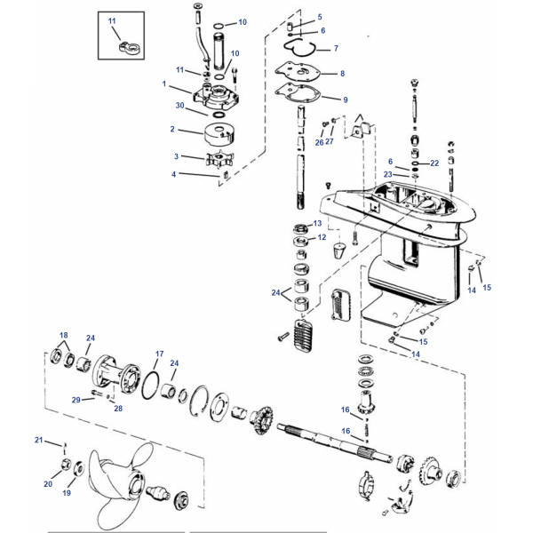 Thru-prop Exhaust  (20 - 35 HP 2 CYL, 25, 30, 35 HP 3 CYL)