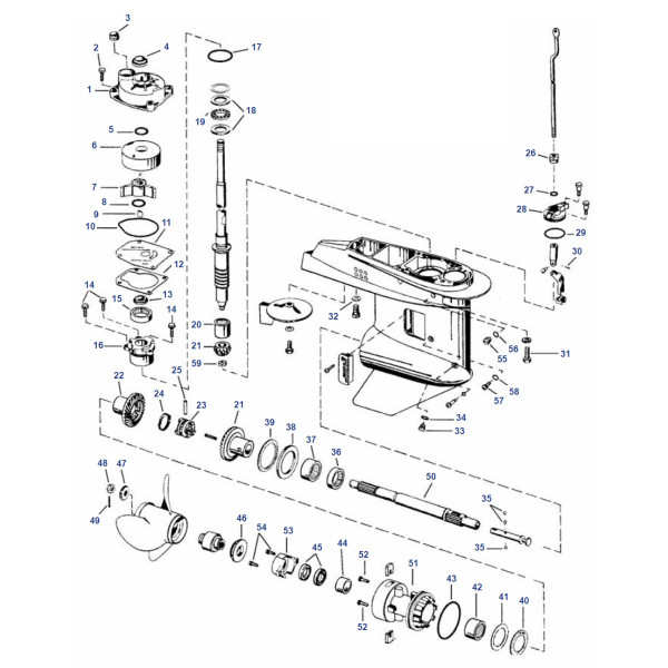 Small Gearcase (40 - 50 HP 2 CYL LOOPCHARGED 1989-05)