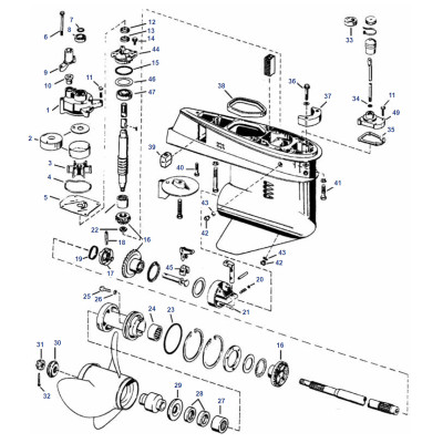 Small Gearcase (40 - 60 HP 2 cyl, 60 - 75 HP 2 cyl)